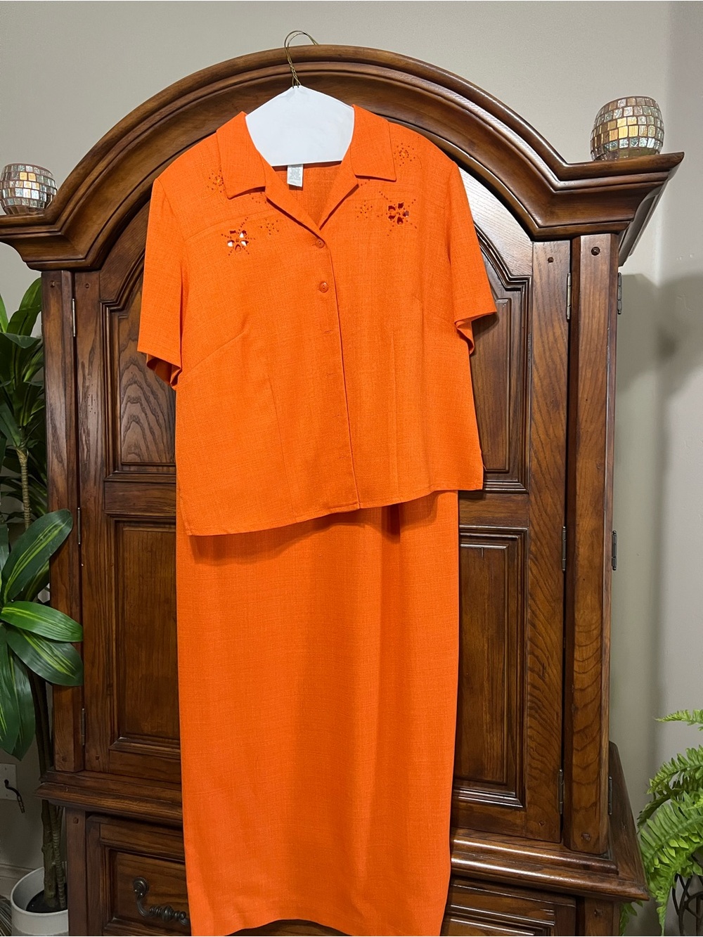 Vintage Dress Barn Orange Shift Dress w/jacket– Size 18W – Excellent Condition